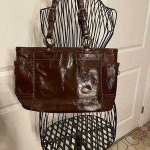 Coach Shiny Brown Leather Shoulder Bag